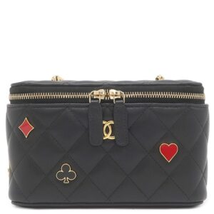 シャネル CHANEL ショルダーバッグ バニティ チェーン ショルダー レザー ブラック ゴールド金具 ココマーク トランプ柄 AP3079 ランダムシリアル 【中古】