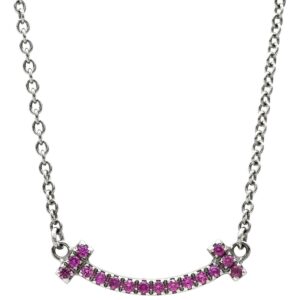 ティファニー Tiffany & Co ネックレス Tスマイル ミニ マイクロ ピンク×ホワイトゴールド T&Co. T smile Au750 18K ピンクサファイア 【中古】中古品