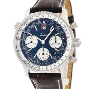 ジン SINN 903.ST.AUTO.B.E クロノグラフ スモールセコンド デイト 回転式インナーベゼル ダークブルー メンズ 腕時計自動巻き ネイビー 【中古】中古美品