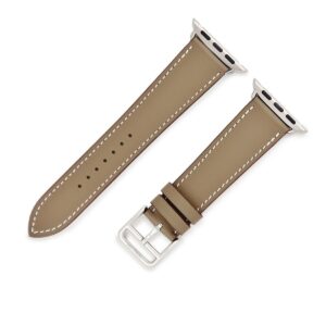 エルメス HERMES 腕時計パーツ 純正 アップルウォッチ 38 40 41 mm用 レザー ステンレススチール グレージュ 新品未使用 ベルト グレージュ 32ｍｍ 尾錠付き 【中古】