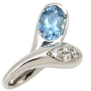 ペンダントトップ アクアマリン 0.78ct ダイヤモンド プラチナシルバー 1石 1P 1粒 ブリリアントカット ネックレストップ チャーム Pt900 【中古】中古品