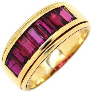 ピキョッティ PICCHIOTTI リング 指輪 ルビー 3.26ct イエローゴールド×レッド K18YG Au750 18K 18金 バゲットカット チャネルセット 18号 【中古】