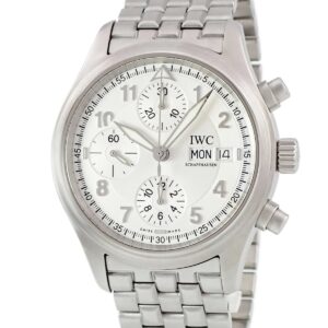 IWC IWC スピットファイア クロノグラフ IW370628 OH済 パイロットウォッチ デイデイト シルバー メンズ 腕時計自動巻き シルバー 【中古】中古美品