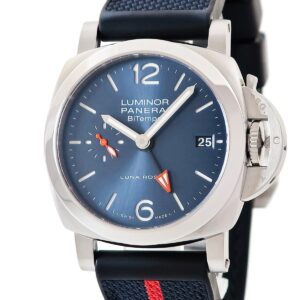 パネライ PANERAI ルミノール クアランタ ルナ ロッサ ビテンポ PAM01404 Z番 スモールセコンド デイト GMT メンズ 腕時計自動巻き ブルー 【中古】