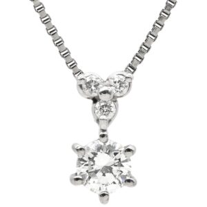 ネックレス ダイヤモンド プラチナシルバー Pt900 プラチナ 4P 4石 4粒 6本爪 ベネチアンチェーン 【中古】中古品