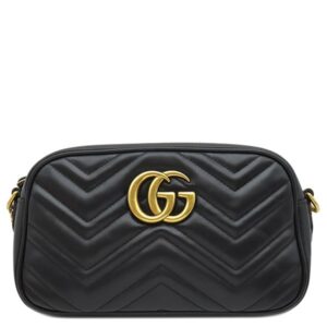 グッチ GUCCI ショルダーバッグ GGマーモント スモール カメラバッグ レザー シェブロンキルティングレザー ブラック ヴィンテージ金具 黒 ショルダー 447632 【箱】 【中古】中古美品