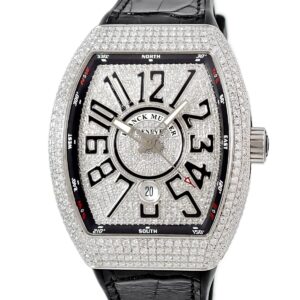 フランクミュラー FRANCK MULLER ヴァンガード V45SCDT ダイヤ パヴェ トノー トノウ デイト アラビア メンズ 腕時計自動巻き シルバー 【中古】中古品