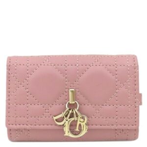 クリスチャン・ディオール Christian Dior キーケース My Dior Aster キーケース ラムスキン ピンク ゴールド金具 カナージュ ロゴチャーム 鍵入れ 【中古】