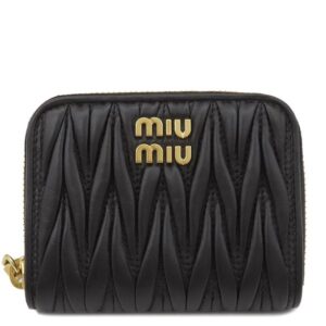 ミュウミュウ MIU MIU コインケース マテラッセ レザー ナッパレザー ブラック ゴールド金具 黒 コインパース 5MM268 【中古】
