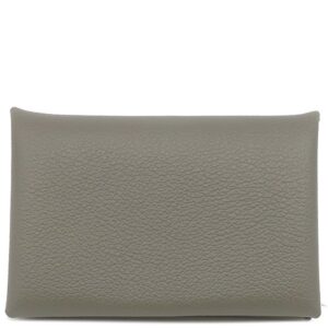エルメス HERMES カードケース カルヴィ エバーカラー グリメイヤー シルバー金具 グレー B刻印(2023年製) 【箱】 【中古】未使用保管品