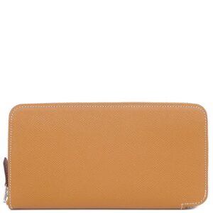 エルメス HERMES 長財布 アザップロング シルクイン ヴォーエプソン トフィ シルバー金具 茶 ラウンドファスナー Z刻印 【箱】 【中古】