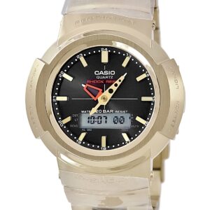 カシオ CASIO G-SHOCK フルメタル AWM-500GD-9ADR 未使用 タフソーラー 電波時計 耐衝撃 防水 ゴールド メンズ 腕時計クオーツ ブラック 【中古】