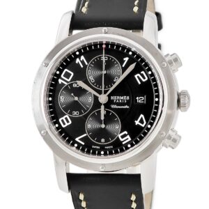 エルメス HERMES クリッパー クロノグラフ CP1.910.330 デイト ブラック 黒 スモールセコンド メンズ 腕時計自動巻き ブラック 【中古】中古品
