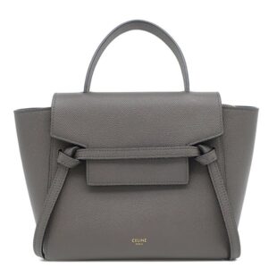 セリーヌ CELINE 2WAYバッグ ベルトバッグ ナノ レザー グレー ゴールド金具 ハンドバッグ ショルダーバッグ 【中古】新品同様品