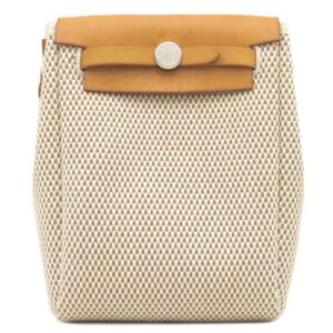 エルメス HERMES ショルダーバッグ エールバッグ TPM トワルGM トワルオフィシエ レザー ナチュラル×ブラック シルバー金具 黒 ストッパー欠品 □H刻印 【保存袋】 【中古】