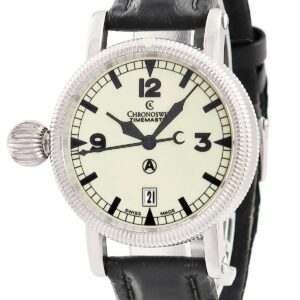 クロノスイス CHRONOSWISS タイムマスター レフトハンド CH2833le 蛍光文字盤 回転ベゼル デイト バー アラビア メンズ 腕時計自動巻き グリーン 【中古】