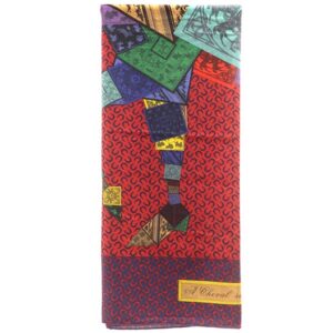 エルメス HERMES スカーフ カレ140 カレジェアン カシミヤ シルク レッド×ネイビー×マルチカラー 【A CHEVAL SUR MON CARRE/カレの馬に乗って】 【箱】 【中古】中古美品
