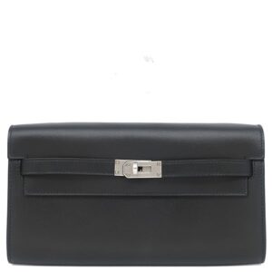 エルメス HERMES 長財布 ケリーウォレット ロング トゥーゴー レザー タデラクト ブラック シルバー金具 サングル カヴァル バンドリエール B 【箱】 【中古】新品同様品
