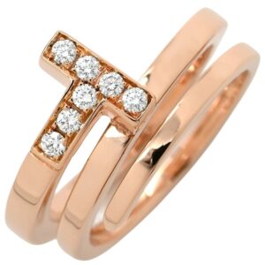 ティファニー Tiffany & Co リング 指輪 Tスクエア ラップ ローズゴールド ピンクゴールド AU750 18K 7石 7P ダイヤモンド 9号 【中古】