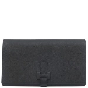 エルメス HERMES 長財布 Hパッサン トゥタンマン ヴォーエプソン ブラック シルバー金具 二つ折り W刻印(2024年製) 【箱】 【中古】