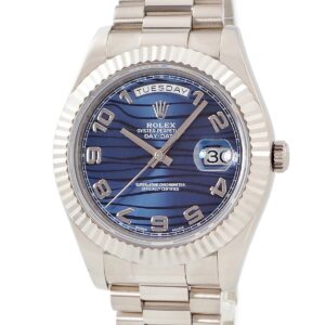 ロレックス ROLEX デイデイト II 218239 メーカーOH済 ランダム番 K18WG無垢 ブルーウェーブ アラビア メンズ 腕時計自動巻き ブルー 【中古】中古美品