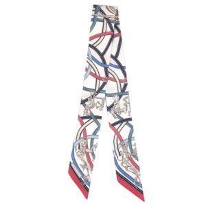 エルメス HERMES スカーフ ツイリー シルク ホワイト×ブルージーン×ボワドゥローズ 新品 未使用 【Harnais Legendaire/伝説のハーネス】 H064299S 【箱】 【中古】未使用保管品