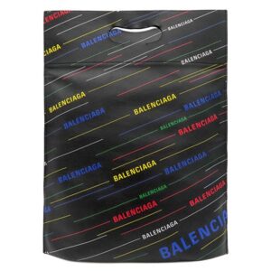 バレンシアガ BALENCIAGA トートバッグ ロゴ トート レザー ブラック×マルチカラー 黒 クラッチ 大容量 オールレザー ポーチ付き 541908 【中古】中古美品