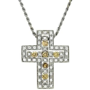 ダミアーニ DAMIANI ネックレス ベルエポック S ブラウンダイヤ ホワイトゴールド 18K 750 WG 十字架 クロス ペンダント 【中古】