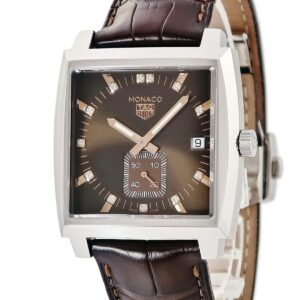 タグホイヤー TAG Heuer モナコ レディ WAW131E.FC6420 純正ダイヤ スモールセコンド スクエア メンズ レディース 腕時計クオーツ ブラウン 【中古】