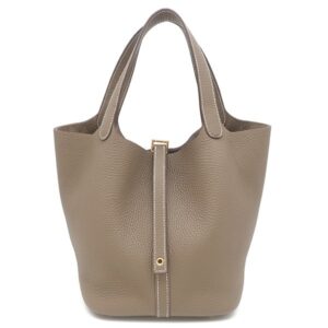 エルメス HERMES ハンドバッグ ピコタンロックMM トリヨンクレマンス エトゥープ ゴールド金具 グレージュ U 【保存袋】 【中古】