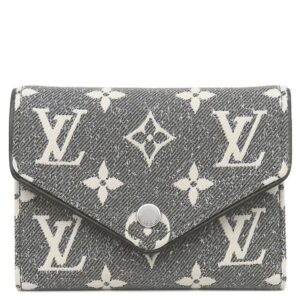 ルイヴィトン LOUIS VUITTON 三つ折り財布 ポルトフォイユ ヴィクトリーヌ モノグラムデニム モノグラムジャガードデニム ブラック シルバー金具 黒 グレー 白 M81859 RFID 【箱】 【中古】未使用保管品