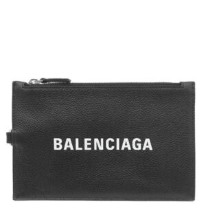 バレンシアガ BALENCIAGA コインケース ロゴデザイン フラグメントケース レザー ブラック シルバー金具 黒 ネックポーチ カードケース 616015 【箱】 【中古】新品同様品