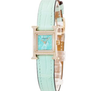 エルメス HERMES Hウォッチ TPM HH1.174 K18PG無垢 純正ダイヤ アマゾナイト H型 レディース 腕時計クオーツ ブルー 【中古】