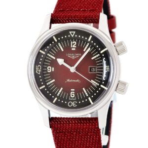 ロンジン LONGINES レジェンドダイバー L3.374.4.40.2 未使用 デイト ボルドー インナー回転ベゼル メンズ レディース 腕時計自動巻き レッド 【中古】未使用保管品