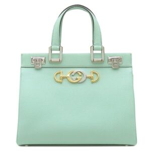 グッチ GUCCI 2WAYバッグ ズゥミ スモール トップハンドルバッグ レザー ミント シルバー金具 インターロッキングG ホースビット 569712 【保存袋】 【中古】