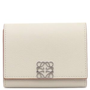 ロエベ LOEWE カードケース スクエア コイン カードホルダー ぺプルグレインカーフ ライトゴースト シルバー金具 アナグラム C821Z94X02 【箱】 【中古】