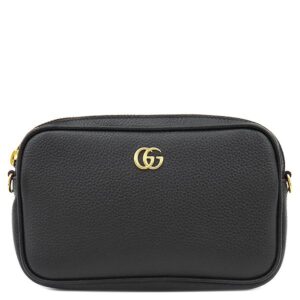 グッチ GUCCI ショルダーバッグ GGマーモント ミニ レザー ブラック ゴールド金具 チェーンショルダー 黒 772759 【箱】 【中古】