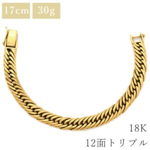 喜平 KIHEI ブレスレット K18 18金 17.5cm 30.1g 12面トリプル K18YG イエローゴールド 造幣局検定マーク ※ショッピングローン対応していません 【中古】中古品