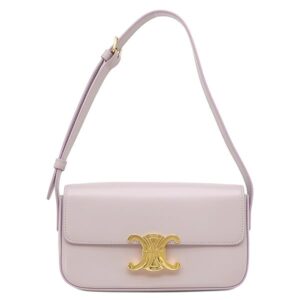 セリーヌ CELINE ショルダーバッグ トリオンフ クロード カーフ ライトパープル ゴールド金具 シャイニーカーフ 【保存袋】 【中古】中古美品