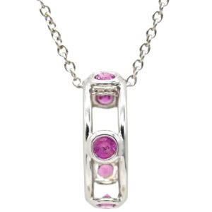 ティファニー Tiffany & Co ネックレス ダブルワイヤー ペンダント ピンクサファイア ホワイトゴールド Au750 Tiffany T smile 【箱】 【中古】