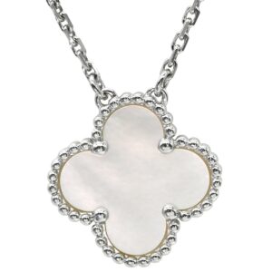 ヴァンクリーフアーペル Van Cleef & Arpels ネックレス ヴィンテージ アルハンブラ パールホワイト×ホワイトゴールド シェル VCARF48700 【修理証明書】 【中古】