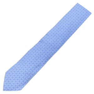 エルメス HERMES ネクタイ 総柄 8cm シルク ブルー 水色 ホースビット 659219T 【中古】