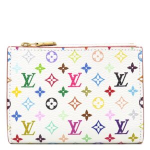 ルイヴィトン LOUIS VUITTON 二つ折り財布 ポルトフォイユ リサ モノグラムマルチカラー マルチカラー ゴールド金具 茶 ピンク コンパクト M27736 RFID 【箱】 【中古】