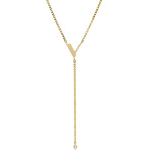 ジェイエスティナ J.ESTINA ネックレス V字モチーフ ダイヤモンド イエローゴールド J.ESTINA Au585 14K 1P 1石 1粒 スイング 【中古】中古美品