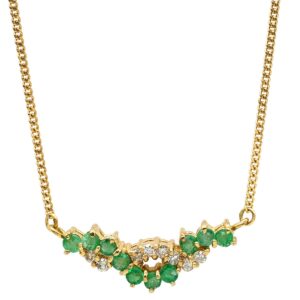 ジュエリーマキ JEWELRY MAKI ネックレス エメラルド ダイヤ デザインペンダント グリーン×イエローゴールド 750 18K YG ツイスト 【中古】中古品