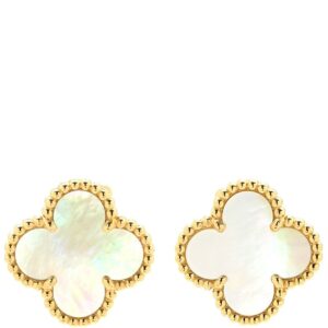 ヴァンクリーフアーペル Van Cleef & Arpels ピアス ヴィンテージ アルハンブラ ホワイト×イエローゴールド 白 750YG 18K VCARA44100 【保証書】 【中古】