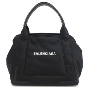 バレンシアガ BALENCIAGA トートバッグ NAVY CABAS S ナイロン カーフ ブラック×オレンジ ガンメタル金具 ネイビーカバ 339933 1090 Q 002123 【保存袋】 【中古】