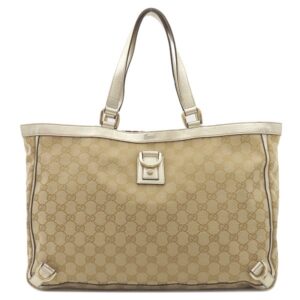 グッチ GUCCI トートバッグ アビー GGキャンバス レザー ベージュ×ゴールド ゴールド金具 ハンドバッグ 141472 【中古】中古美品