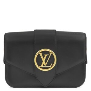 ルイヴィトン LOUIS VUITTON ショルダーバッグ LVPONT9 LVポンヌフ スムースレザー ノワール ゴールド金具 黒 ピンク LVサークル M55948 FK0271 【保存袋】 【中古】