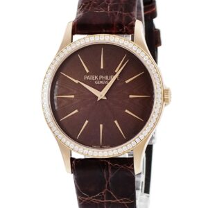 パテックフィリップ PATEK PHILIPPE カラトラバ 4897R-001 K18RG無垢 純正ダイヤ チョコレート ブラウン レディース 腕時計手巻き ブラウン 【中古】中古美品